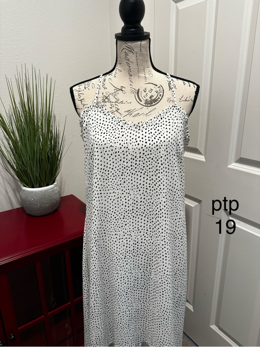 White Polka Dot Maxi Dress - Sleeveless Slip Style
